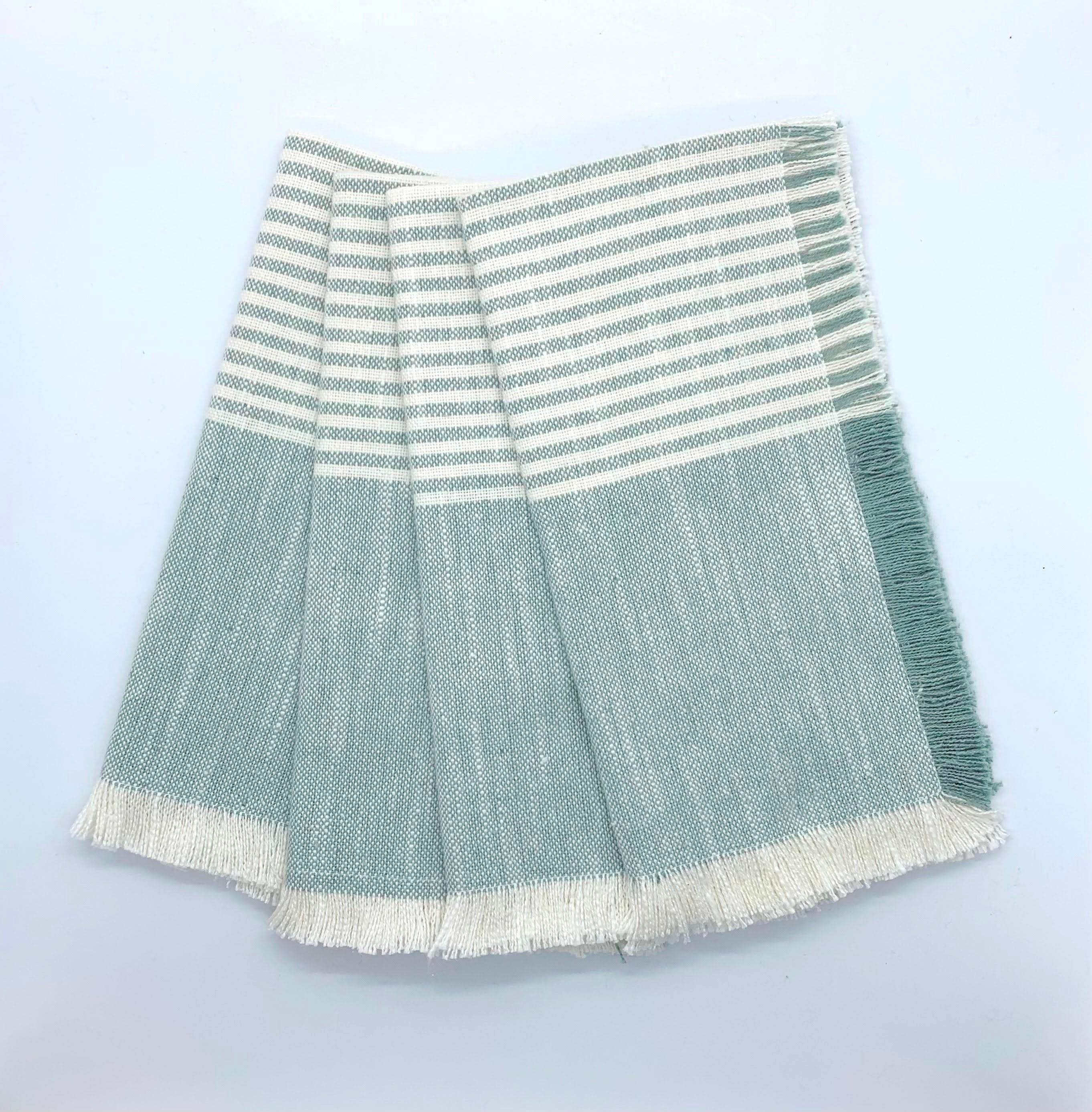 Cuisine Stripe Dinner Napkins - Set Of 4- 100% Cotton - Teal